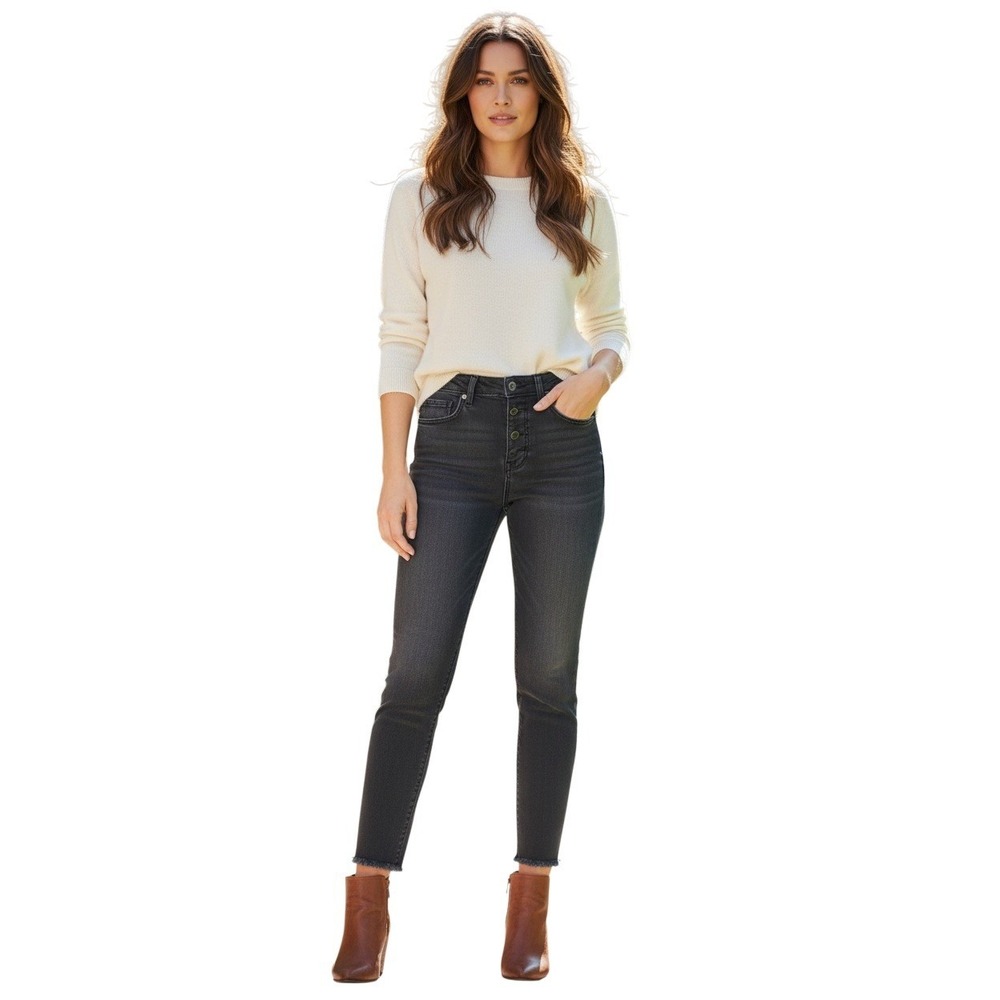 RE/DONE Original High Rise Straight‎ Button Fly Jeans Charcoal Grey 27x27